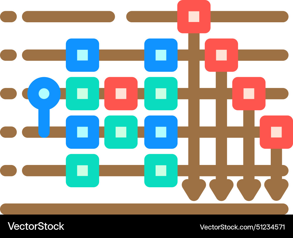 Circuit Quantum Technology Color Icon Royalty Free Vector