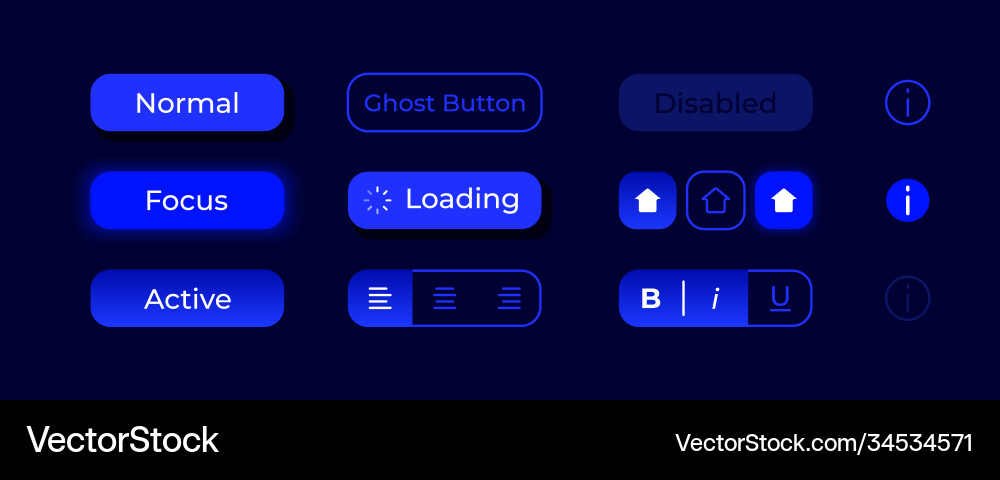 Glowing buttons ui elements kit Glowing buttons ui elements kit vector image