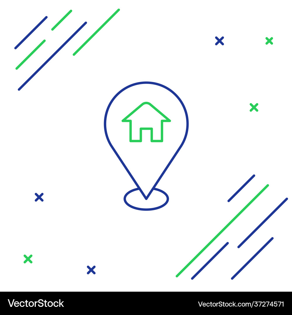 Line map pointer with house icon isolated on white Line map pointer with house icon isolated on white vector image