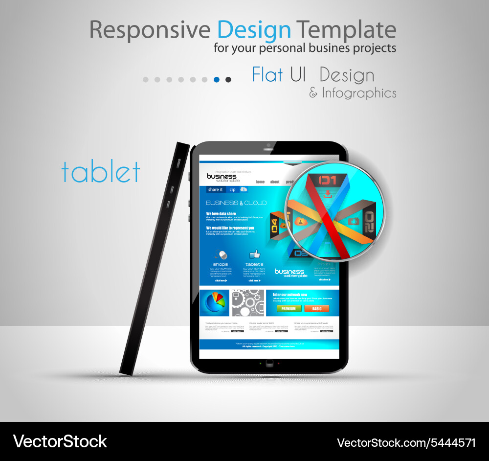 Modern devices mockups with web template Vector Image