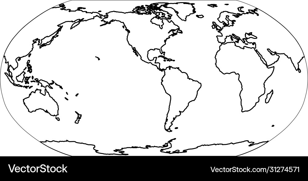 Outline map world americas centered simple Outline map world americas centered simple vector image