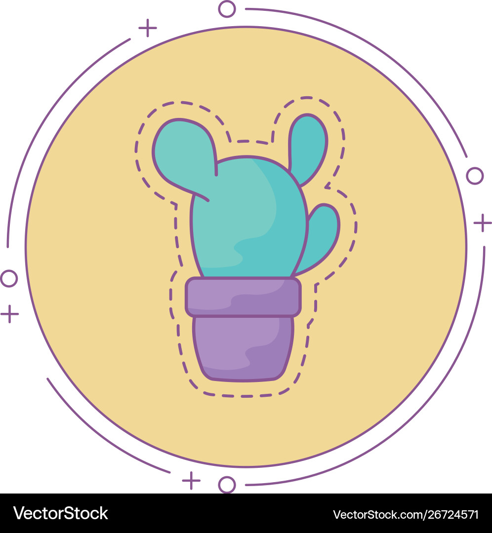 Patch cactus in frame circular vector image