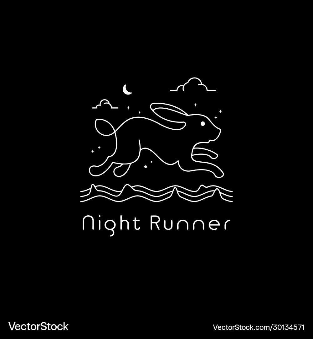 Running rabbit mono line design Running rabbit mono line design Vector Image