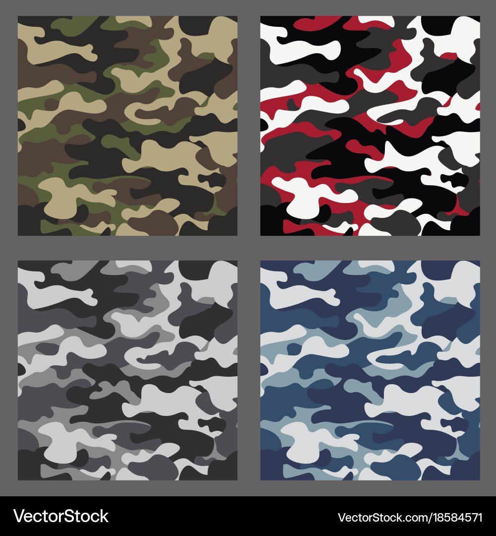 Set of camouflage seamless patterns background vector image
