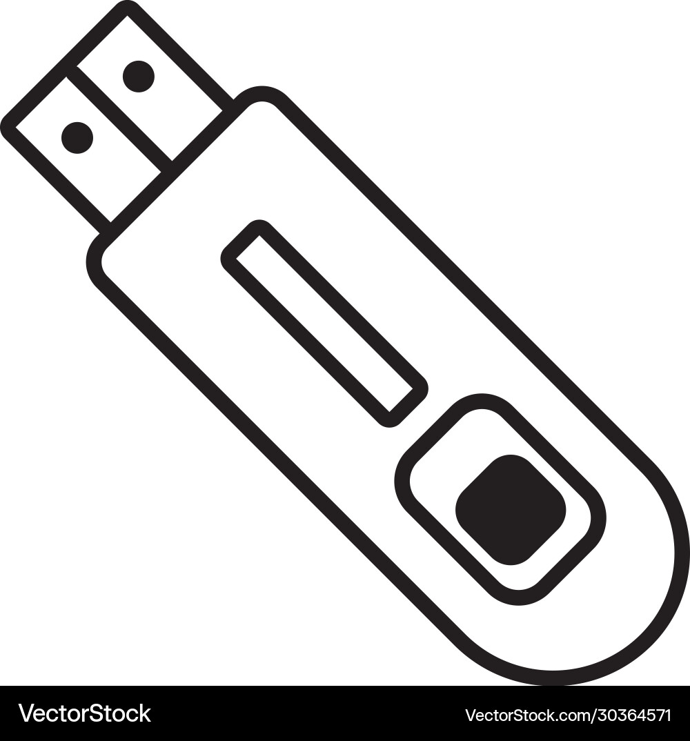Usb memory line style icon vector image