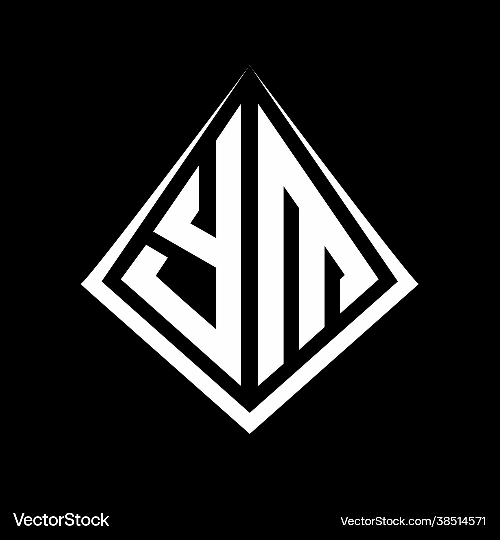 Ym logo letters monogram with prisma shape design Vector Image