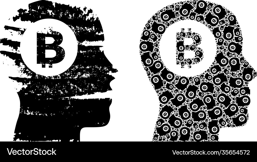 Bitcoin thinking icon recursion composition Bitcoin thinking icon recursion composition Vector Image