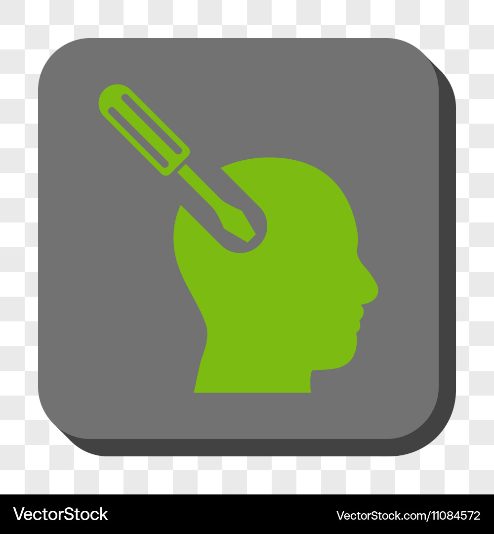 Brain tool rounded square button Vector Image