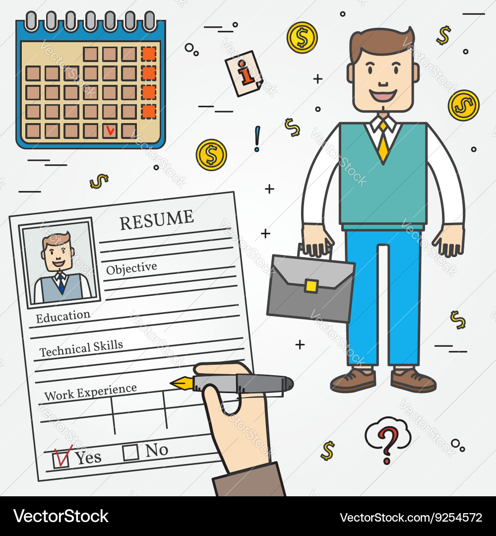 Concept searching professional worker read summary vector image