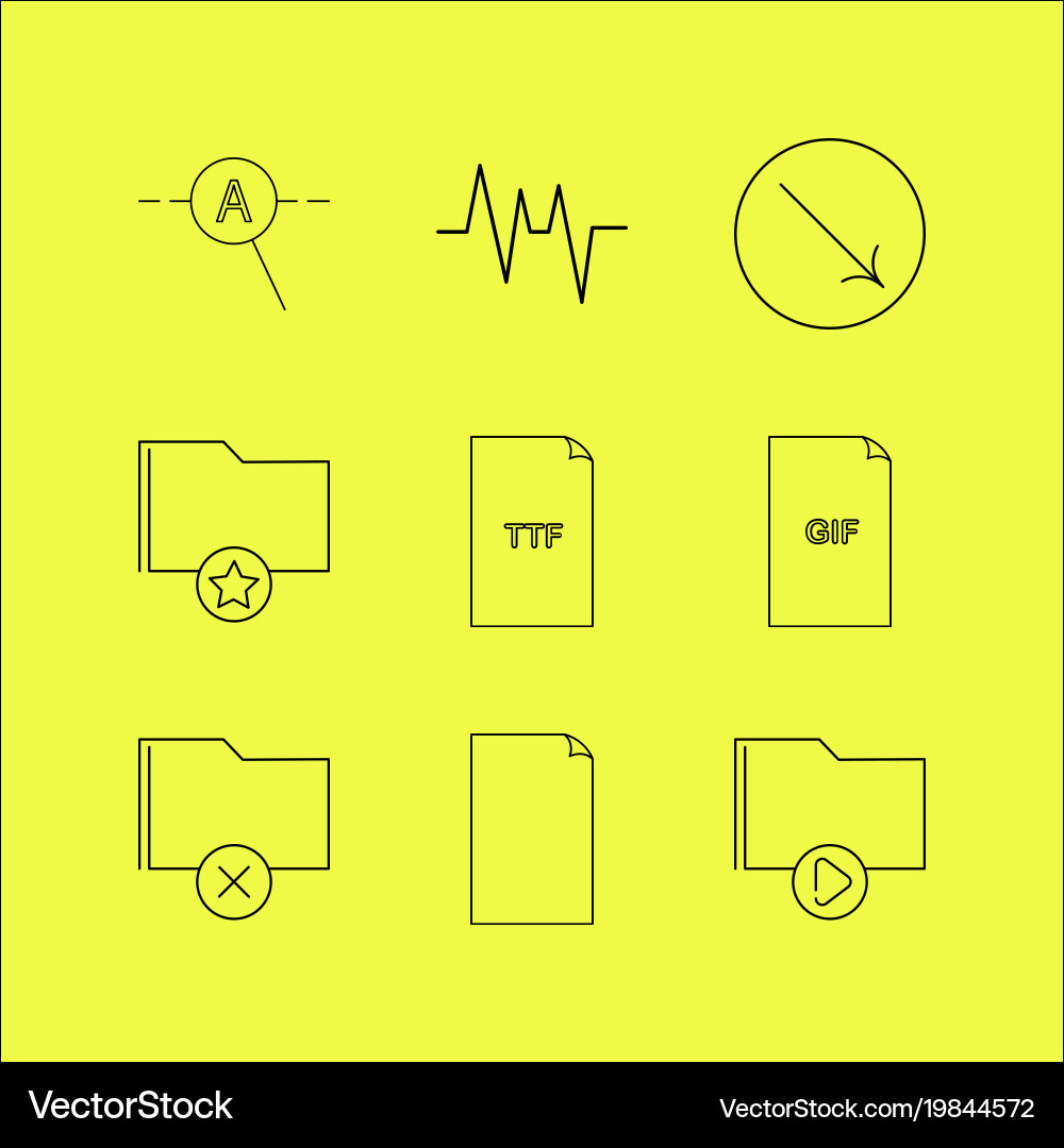 Files and folders linear icon set simple outline Vector Image