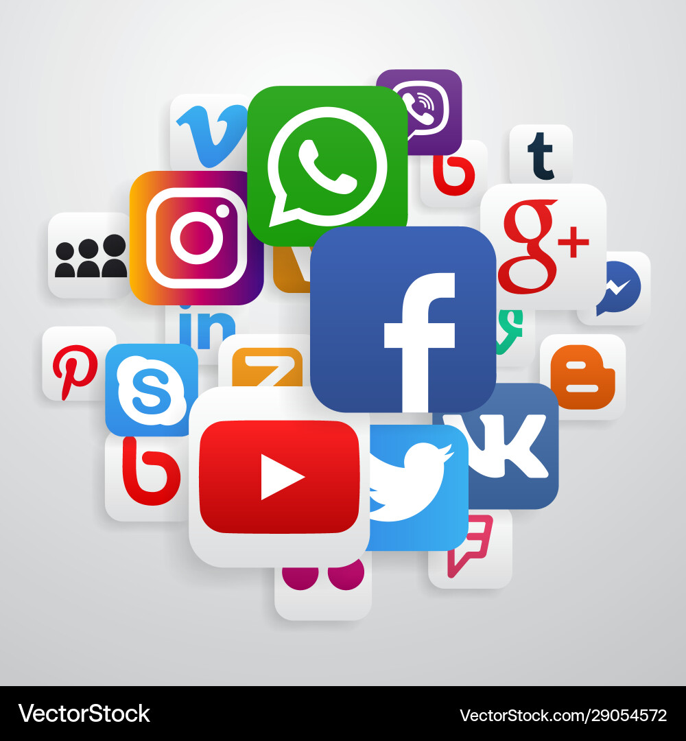 Globe made social media icons Globe made social media icons vector image
