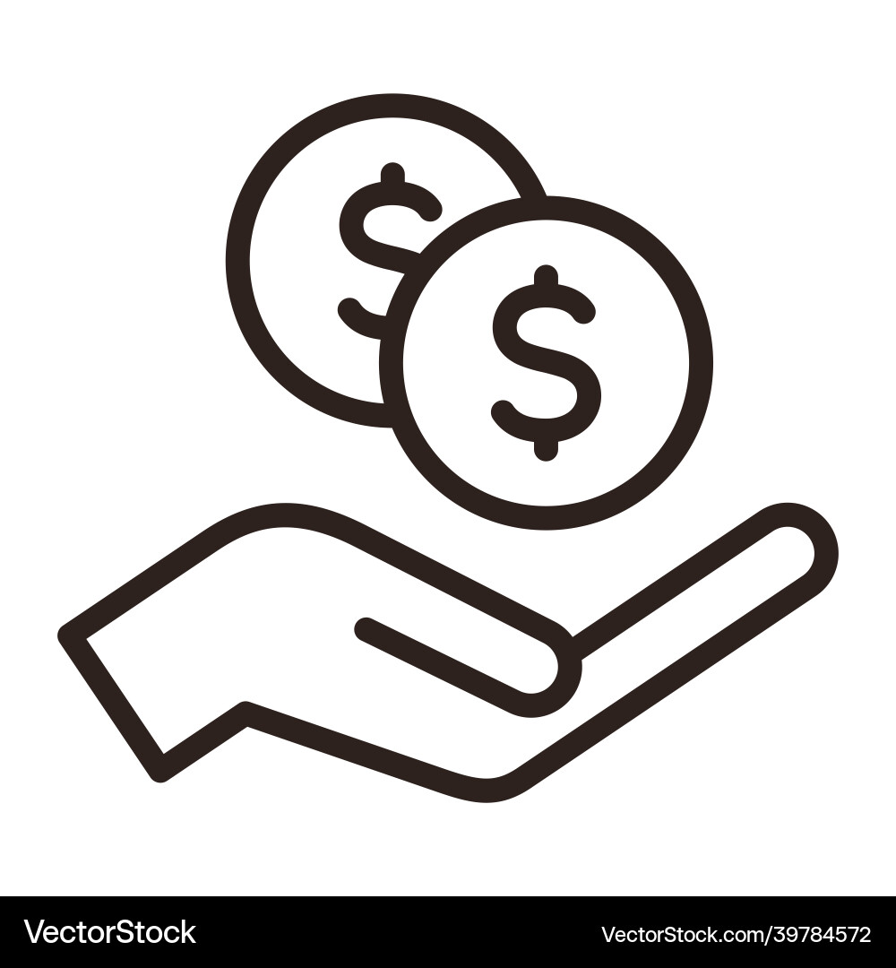Hand holding dollars save money icon salary Hand holding dollars save money icon salary vector image