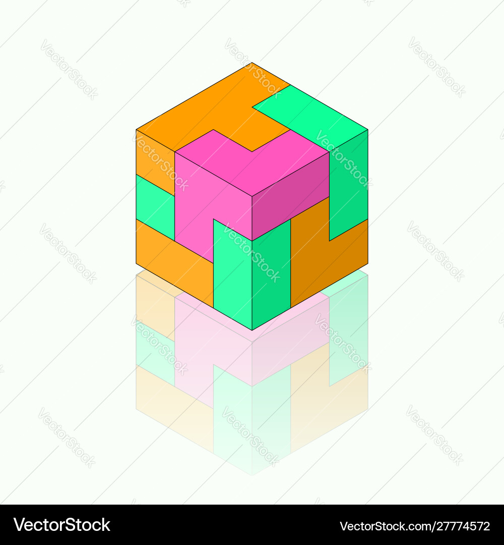 Isometric Cube with Reflection vector image