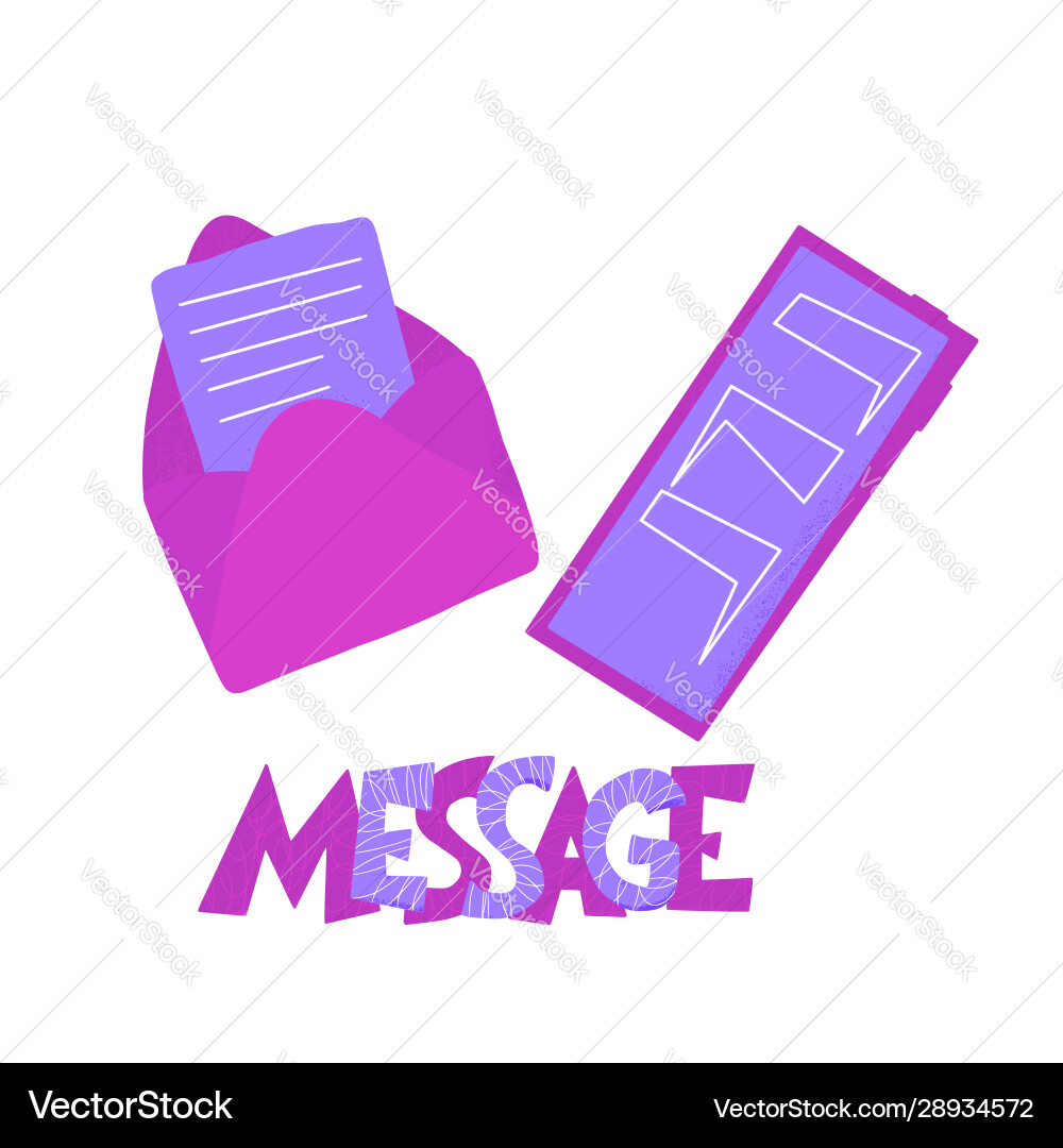 Message text with envelop and phone mail vector image