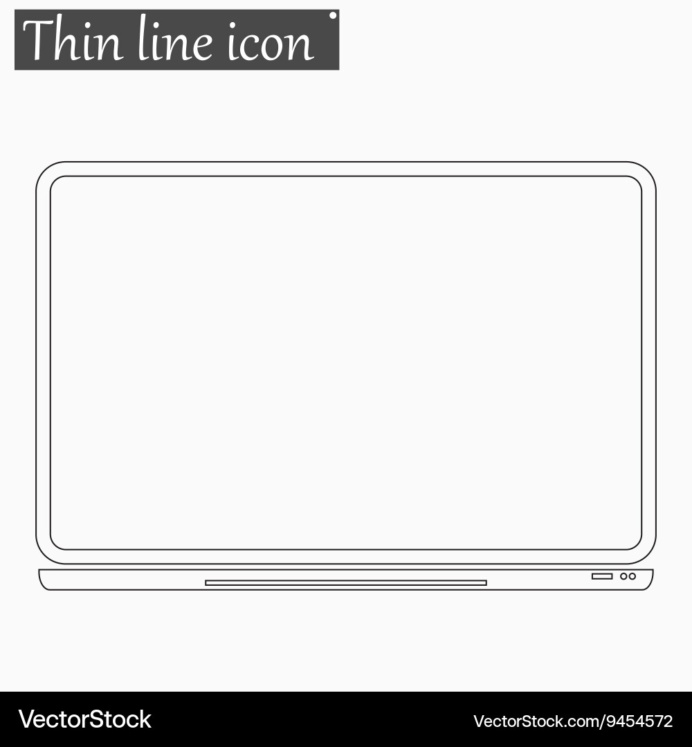 Notebook computer icon style thin line vector image