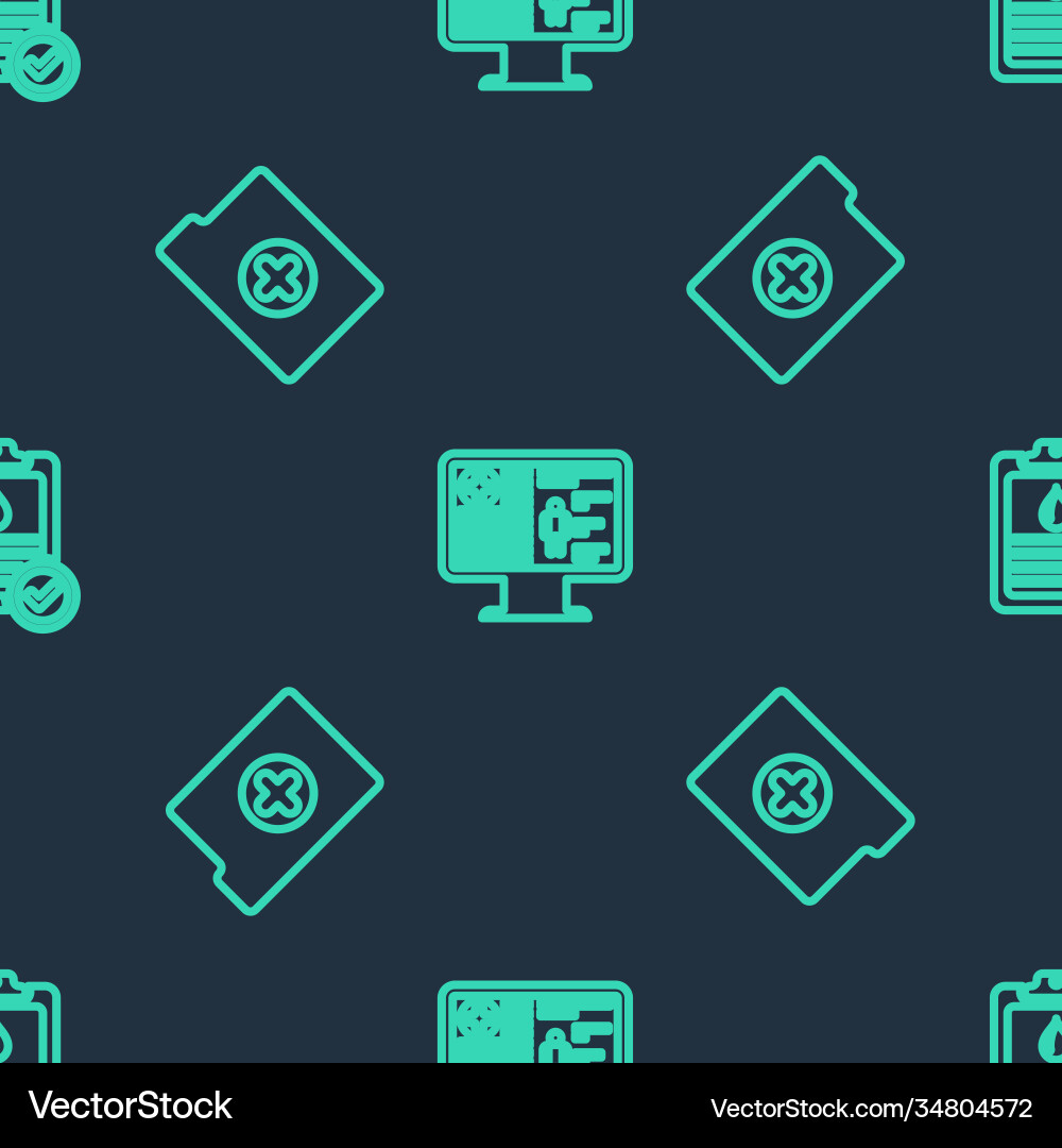 Set line clinical record on monitor and clipboard vector image