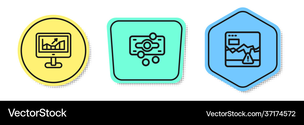 Set line computer with growth graph stacks paper Set line computer with growth graph stacks paper Vector Image