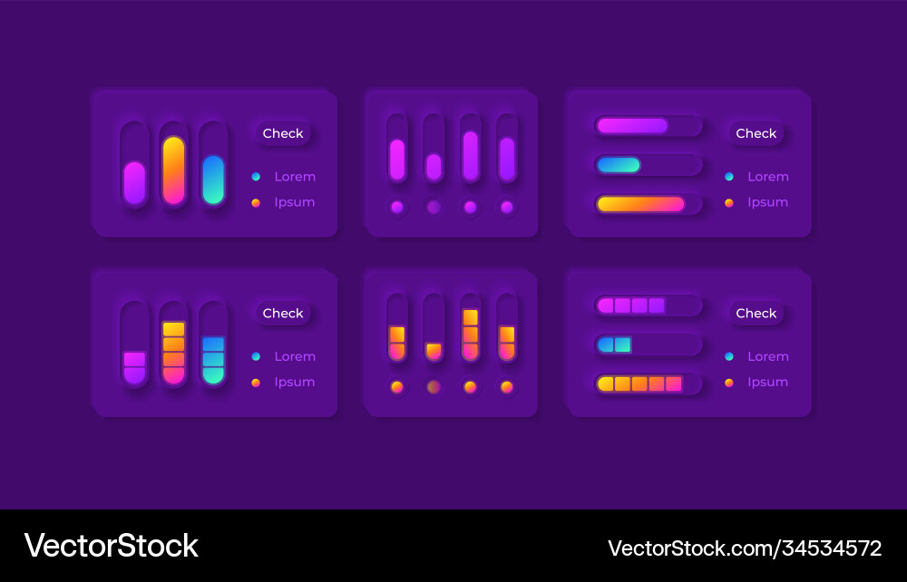 Setting adjustments ui elements kit Setting adjustments ui elements kit vector image