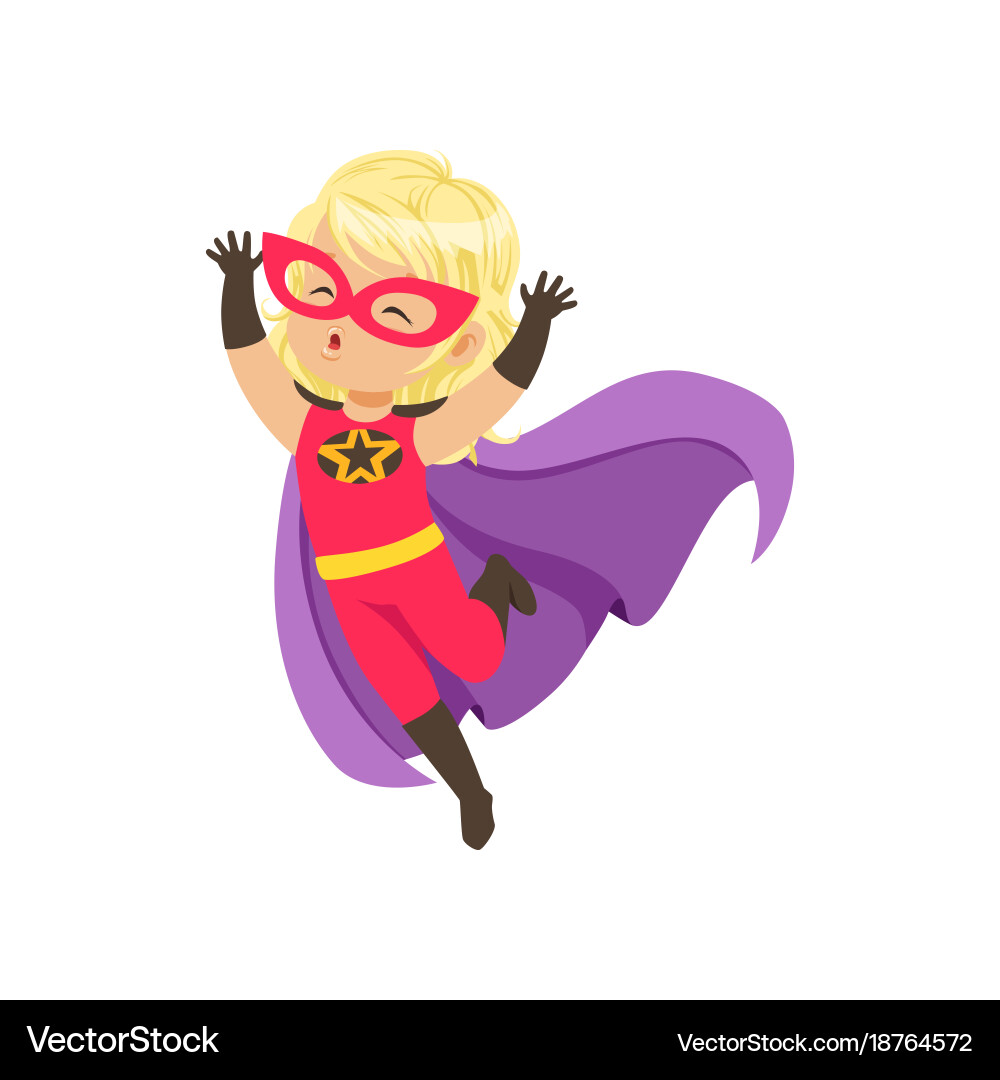 Superhero Girl in Red Costume Vector Image