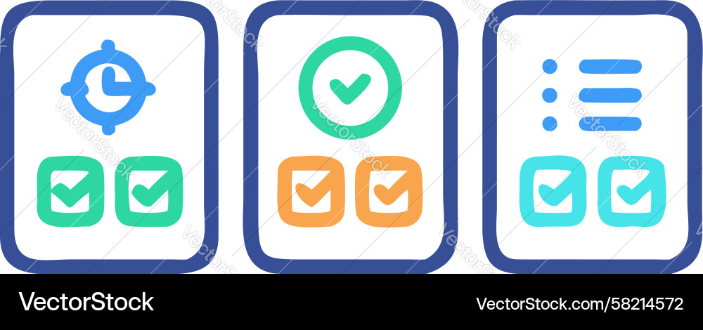 Task Management Icons - Checkmark, Calendar, List Vector Image