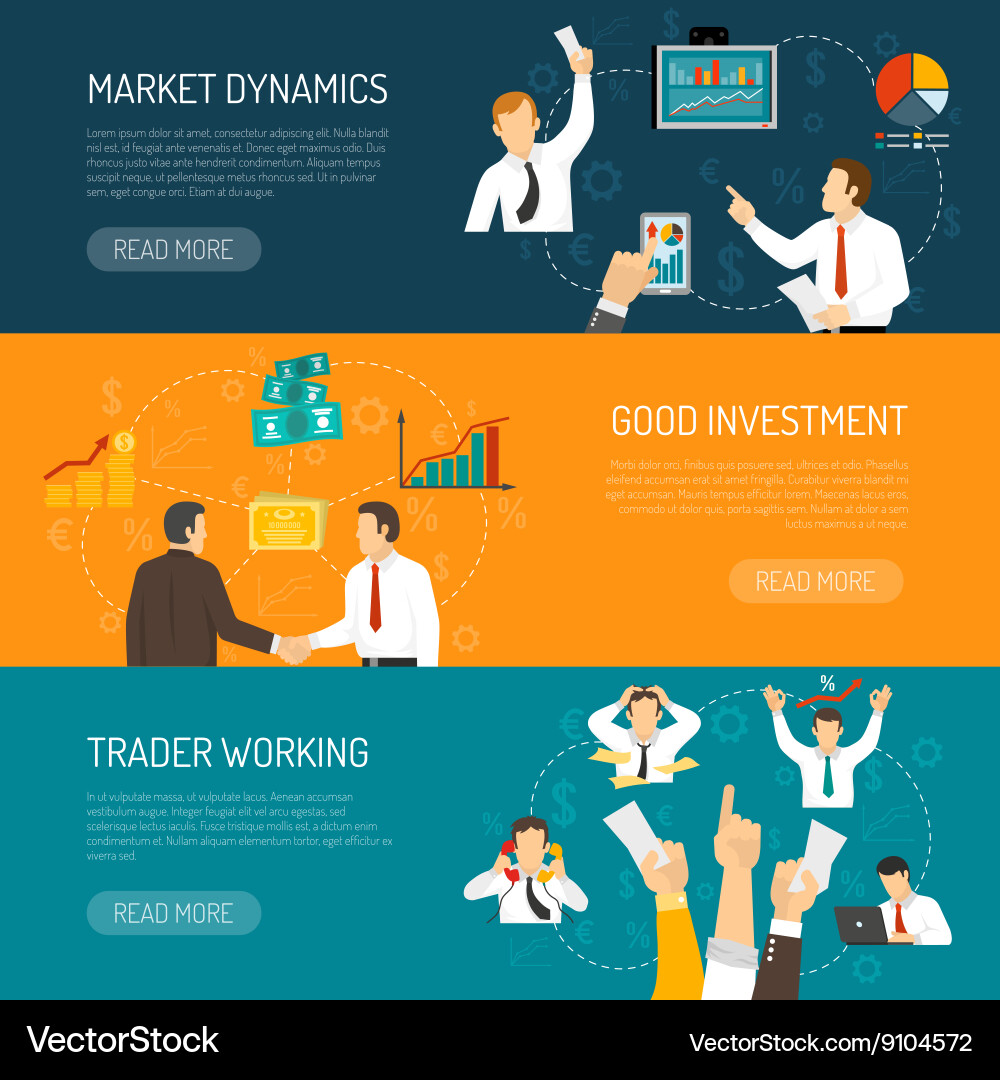 Trader work horizontal banners set vector image