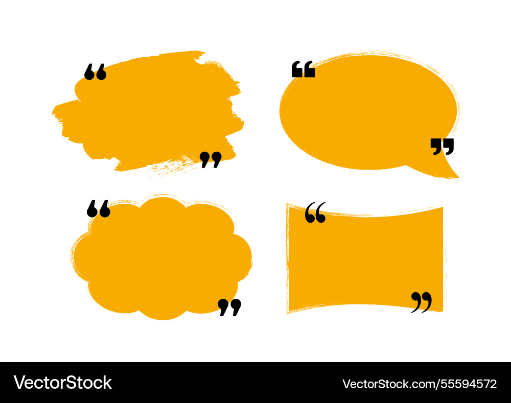 Yellow quote speech bubbles set Royalty Free Vector Image
