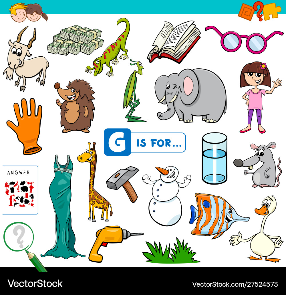 Alphabet G Worksheet for Kids – Royalty-Free Vector | VectorStock, image size:1000x1031