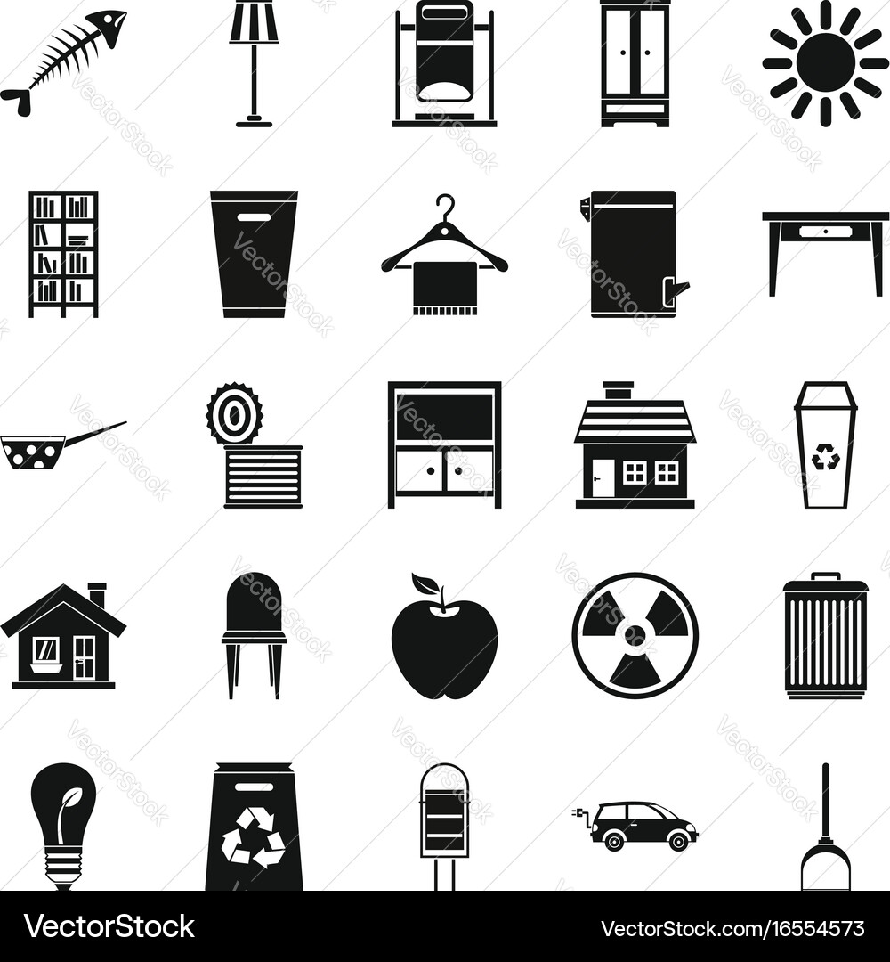 Cleaning icons set simple style Vector Image