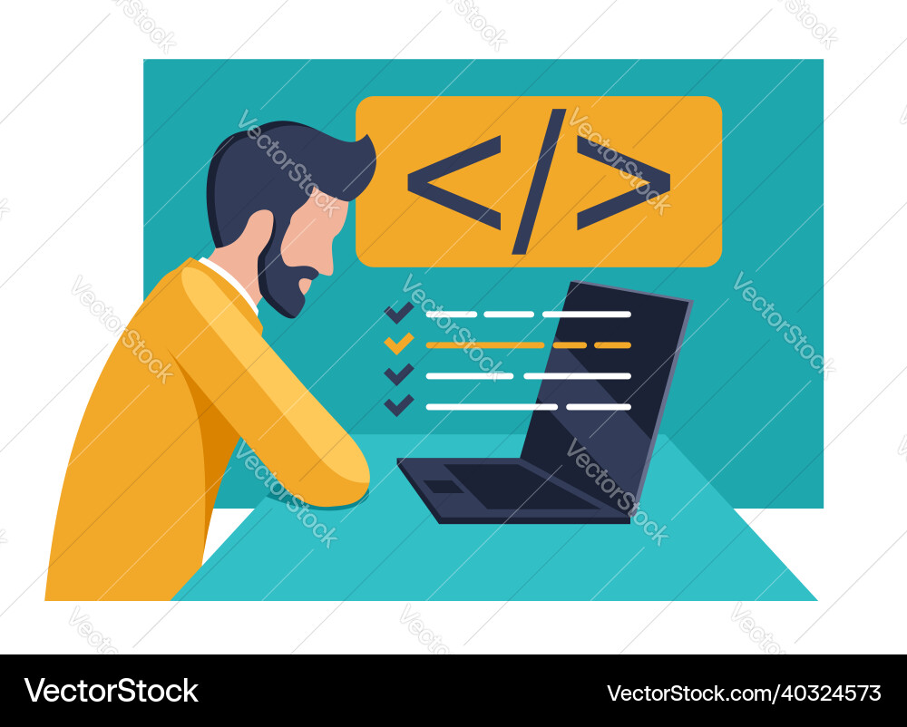 Coding interview - to assess potential employees Coding interview - to assess potential employees vector image