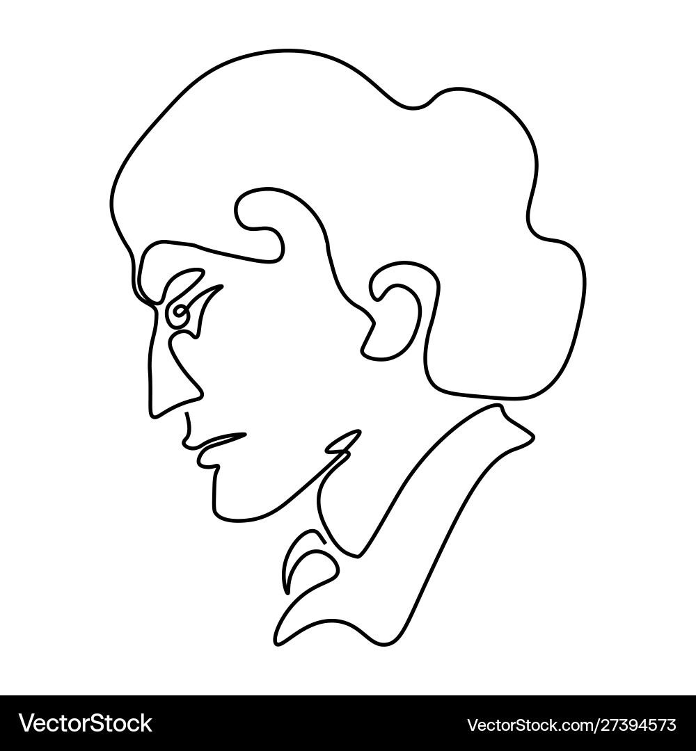 Continuous line sketch portrait man in profile vector image