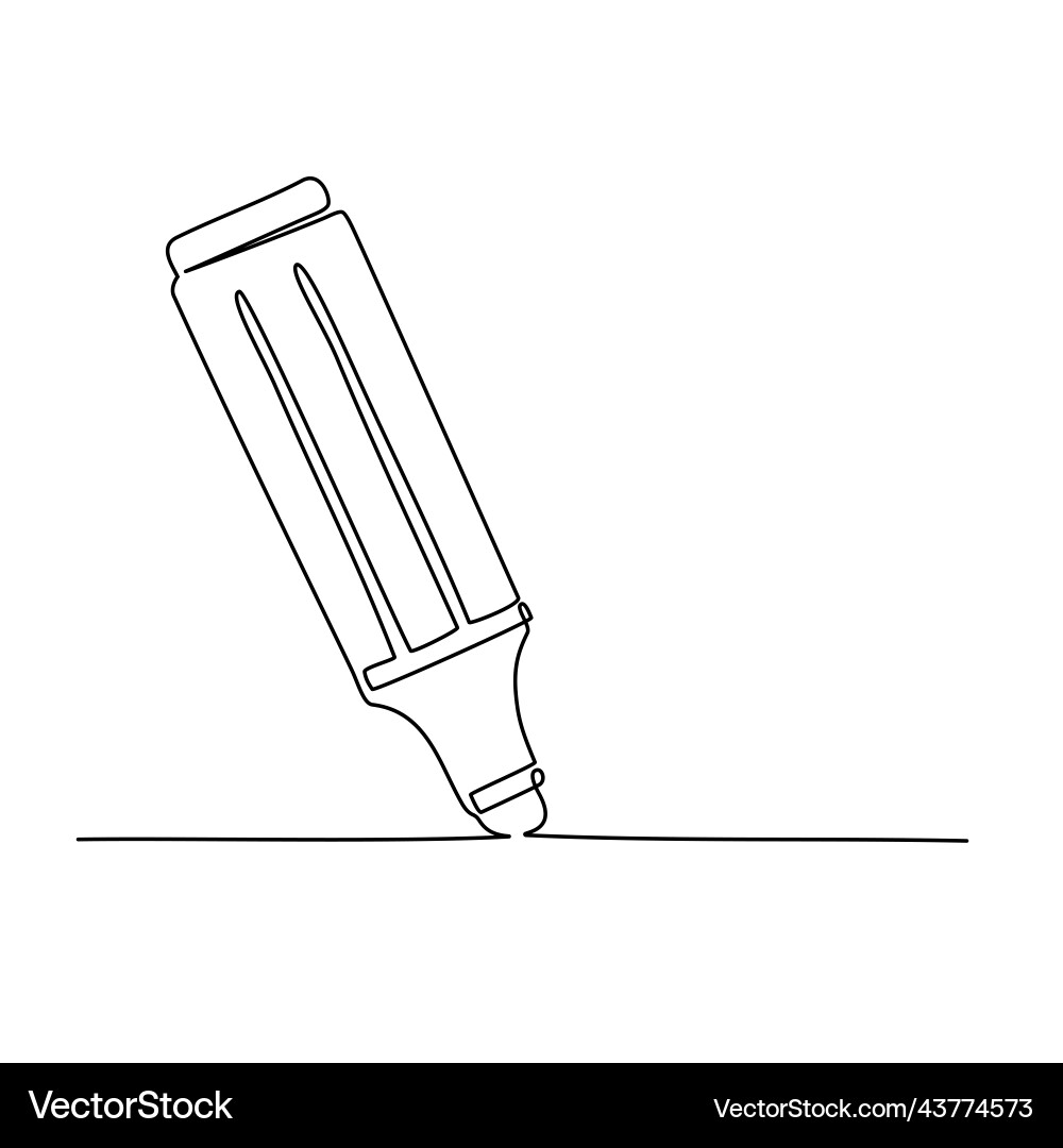 Continuous one line drawing of felt tip pen Continuous one line drawing of felt tip pen vector image