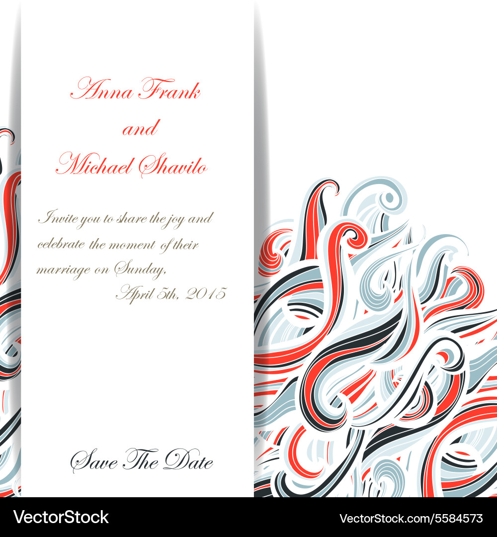 Curl abstract wedding card with multicolored waves Vector Image