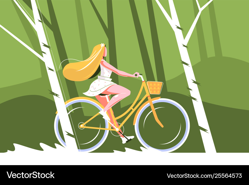 Cute girl riding bike Cute girl riding bike vector image