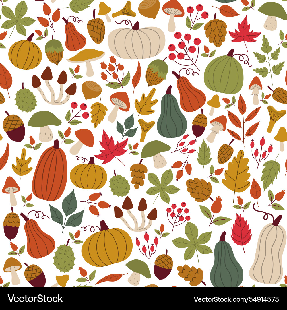 Cute messy autumn seamless pattern with branches Vector Image