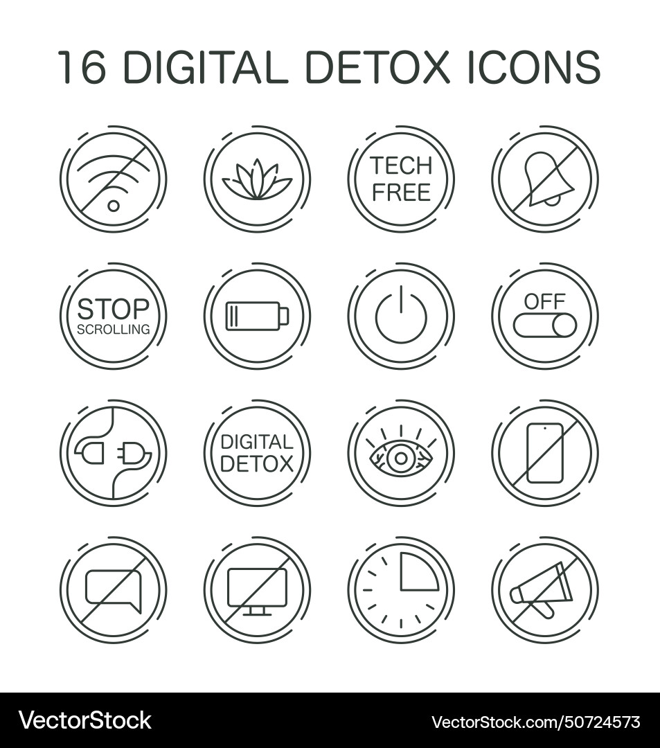 Digital detox set characters practicing Vector Image