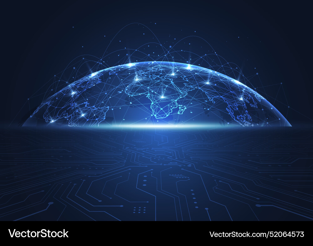 Global network connection world map point Vector Image