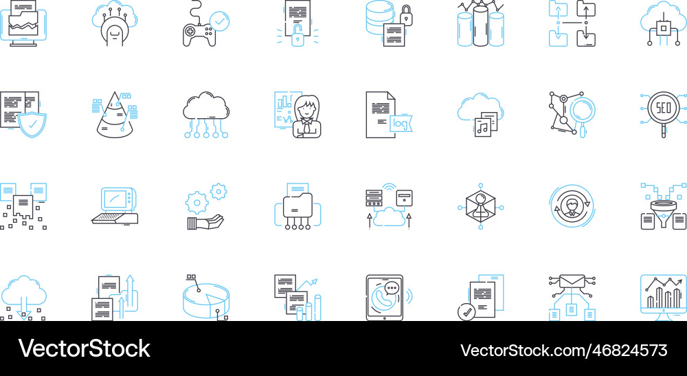 Market monitoring linear icons set analysis vector image