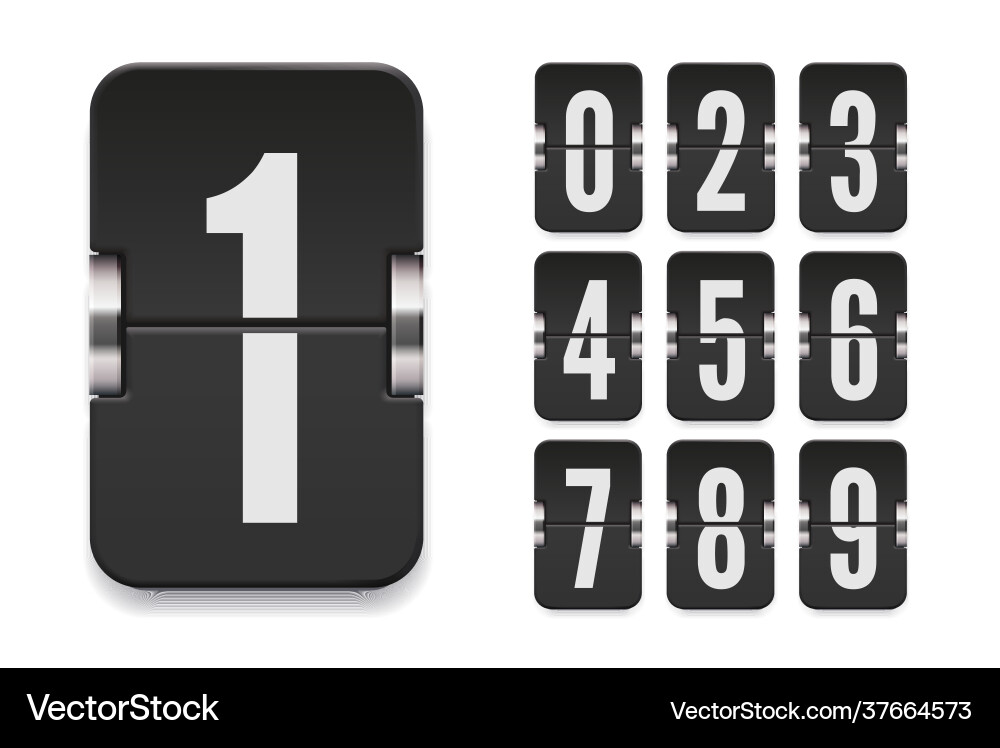 Numeric flip scoreboard set with shadows for black Numeric flip scoreboard set with shadows for black vector image