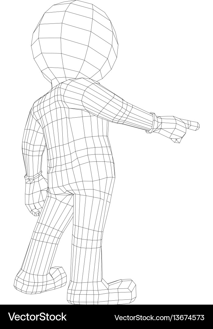 Puppet 3d man pointing at camera vector image