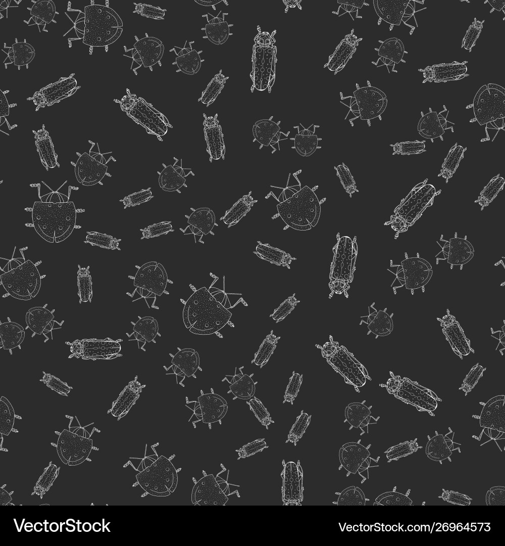 Seamless pattern with beatles on dark Vector Image
