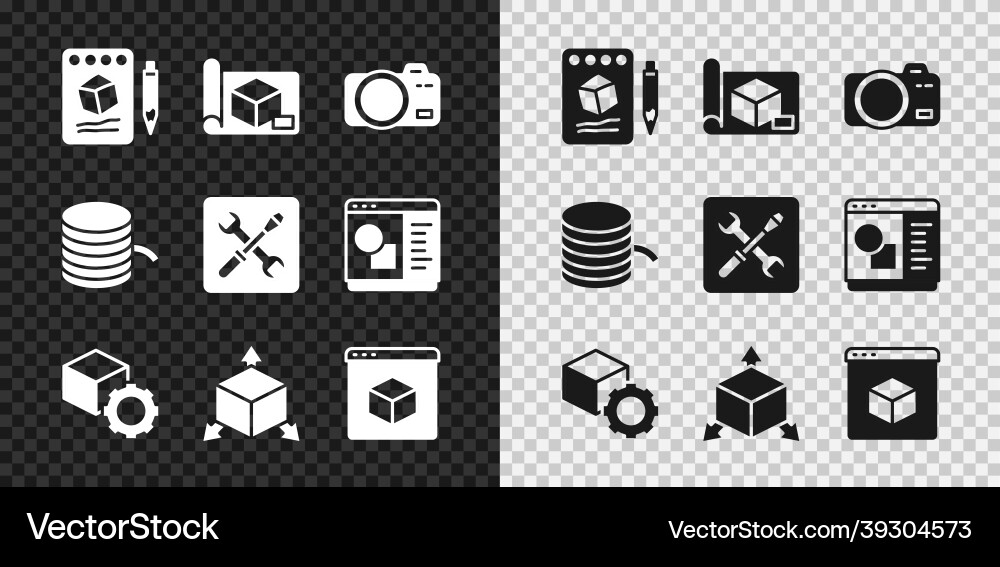 Set sketch on paper graphing for engineering vector image