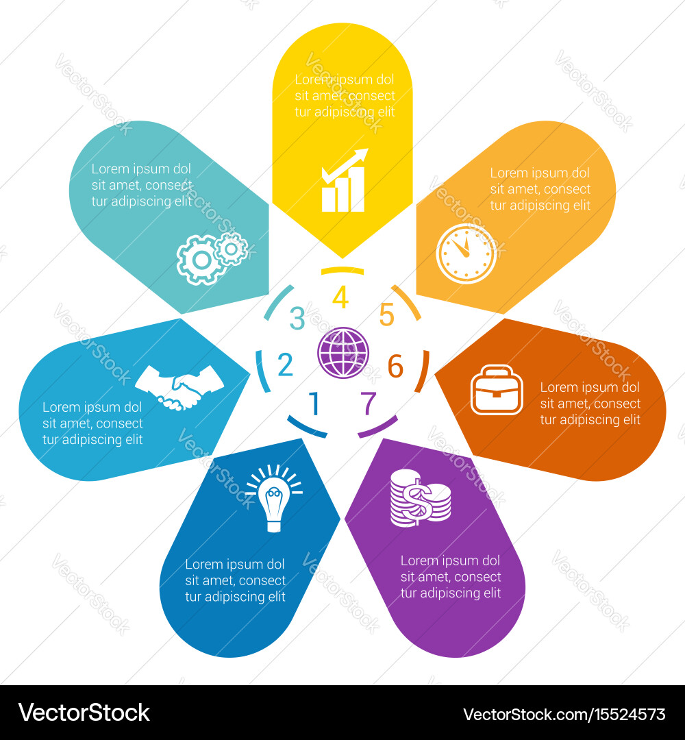 Seven Arrows in Circle Infographic vector image