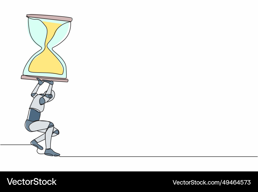 Single continuous line drawing of tired robot Single continuous line drawing of tired robot vector image