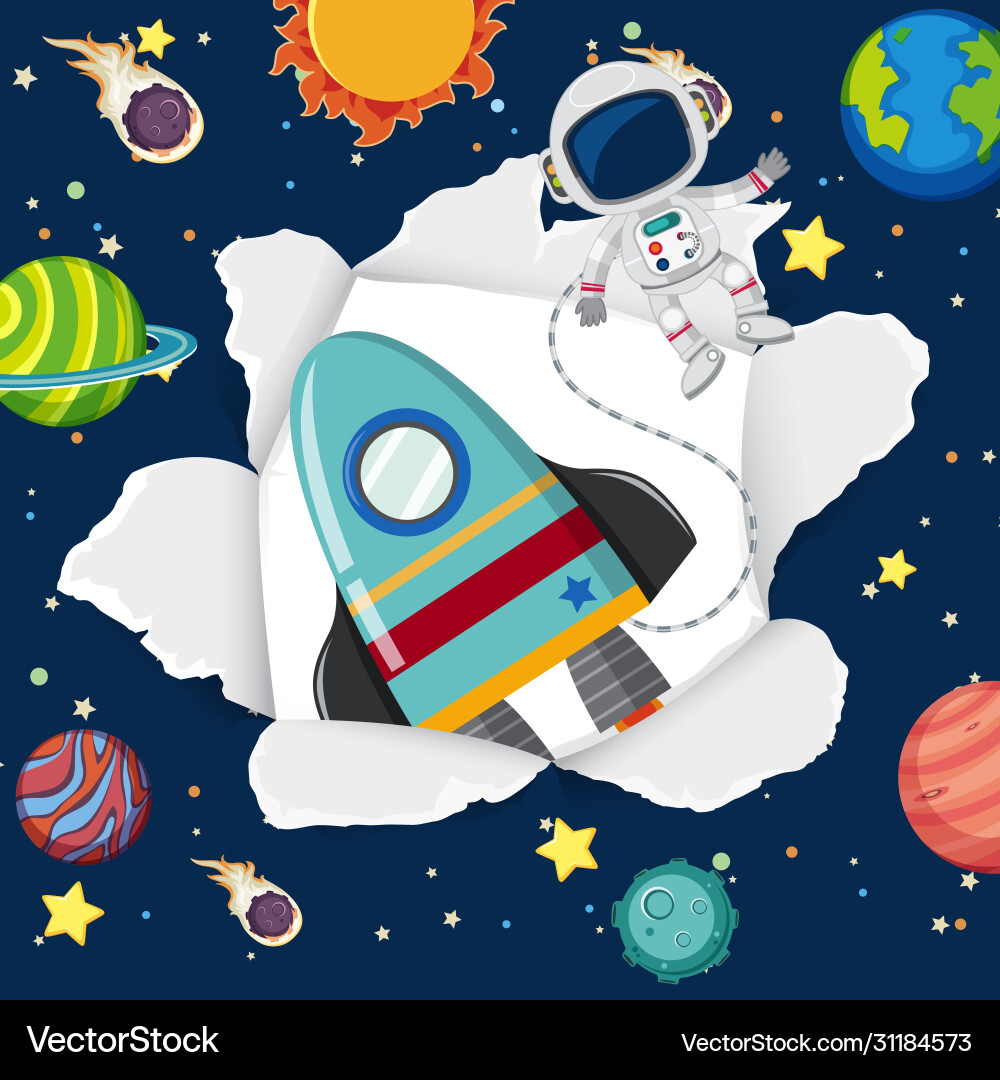 Space theme background with spaceship flying Space theme background with spaceship flying vector image