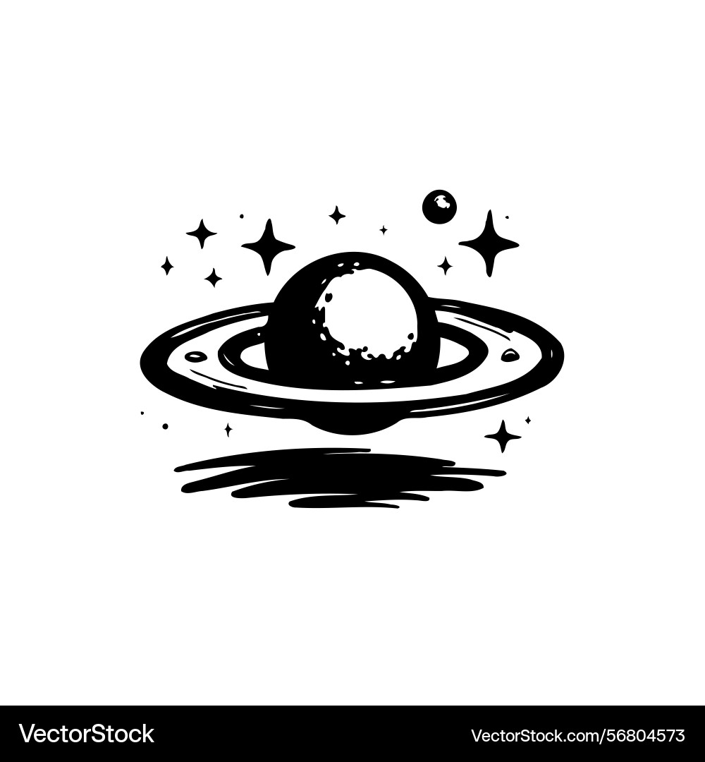 Stylized planetary system sketch showcasing Stylized planetary system sketch showcasing Vector Image