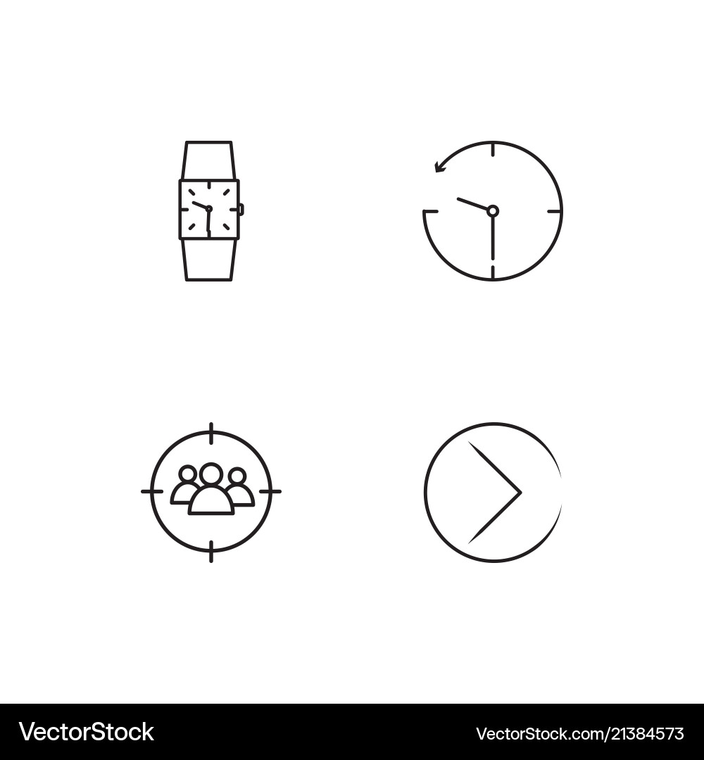 Time linear icons set simple outline vector image