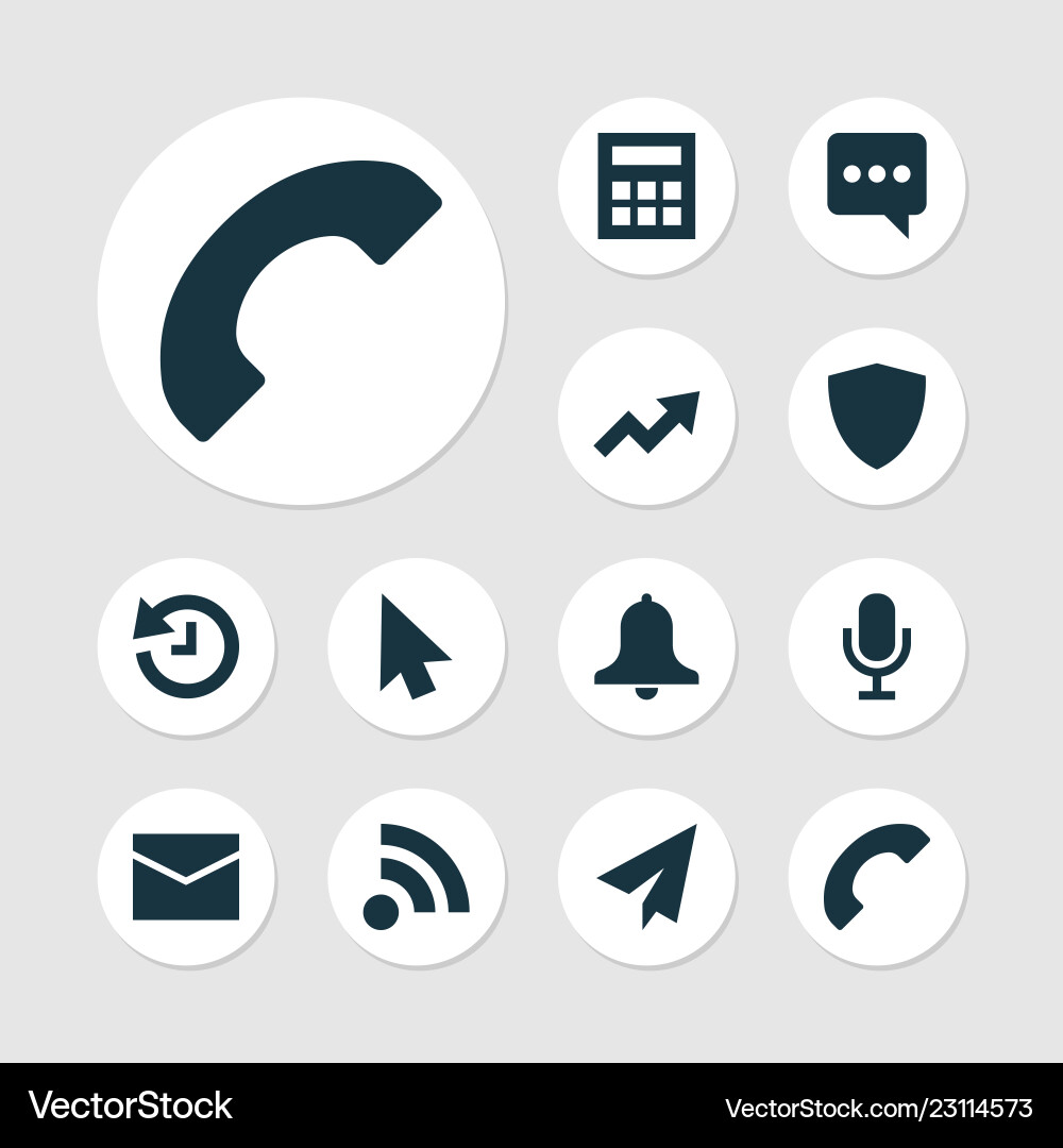 User icons set with audio call mail and other User icons set with audio call mail and other vector image