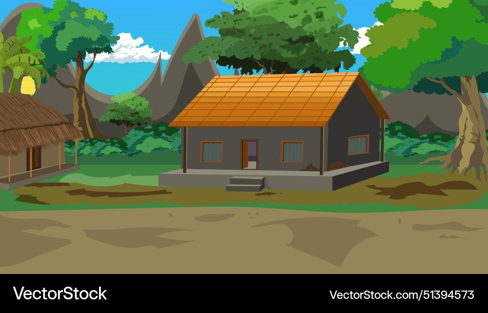 Village house yard indian farmer home Vector Image