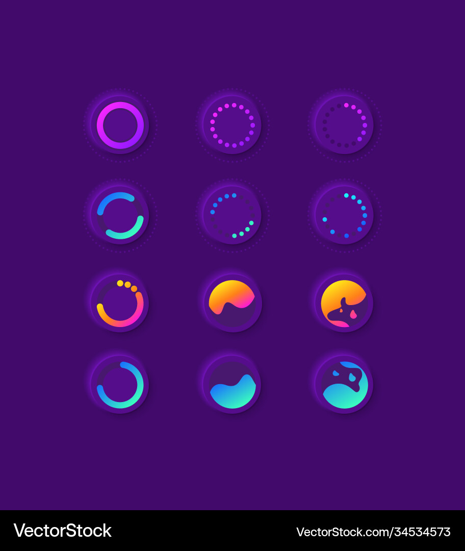 Waiting circles ui elements kit Waiting circles ui elements kit vector image