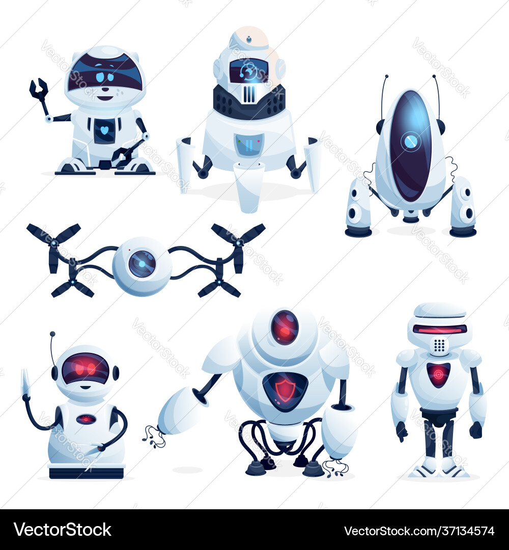 Alien Life Roboter Zukunft Drohnen und Android Spielzeug Alien Life Roboter Zukunft Drohnen und Android Spielzeug vektorbild